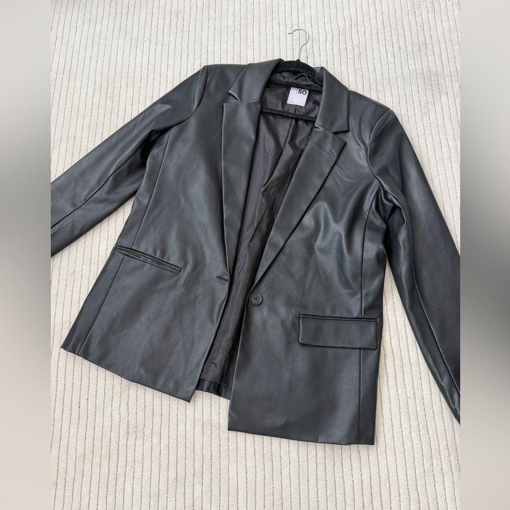 Faux Leather Blazer